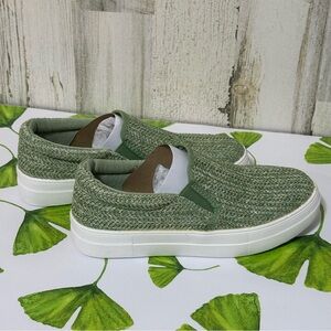 Soda Green Raffia Slip-On Women's Sneakers